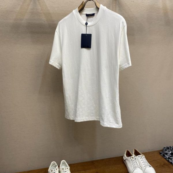 designer,replica,clothing,fake,1:1,lv,luxury,high quality LV Fleece Print Crew Neck Short-Sleeve T-Shirt (2HST9)