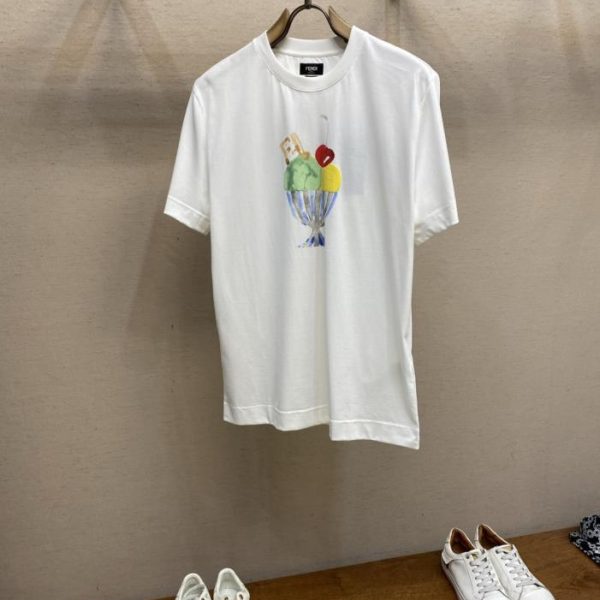 designer,replica,clothing,fake,1:1,lv,luxury,high quality Fendi Sundae Ice Cream Crew Neck Short-Sleeve T-Shirt (JXQ1Q)