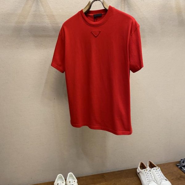 designer,replica,clothing,fake,1:1,lv,luxury,high quality Prada Triangle Logo Crew Neck Short-Sleeve T-Shirt (2YGSY)