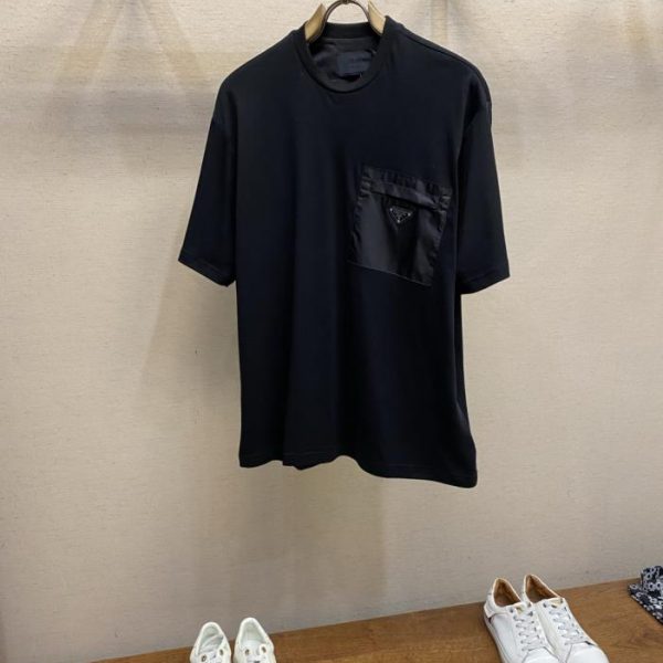 designer,replica,clothing,fake,1:1,lv,luxury,high quality Prada short-sleeved shirt with nylon pocket trim (LC186)