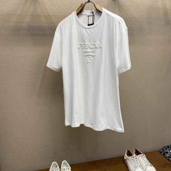 designer,replica,clothing,fake,1:1,lv,luxury,high quality Prada terry cloth embroidered logo short-sleeved shirt (07L9S)
