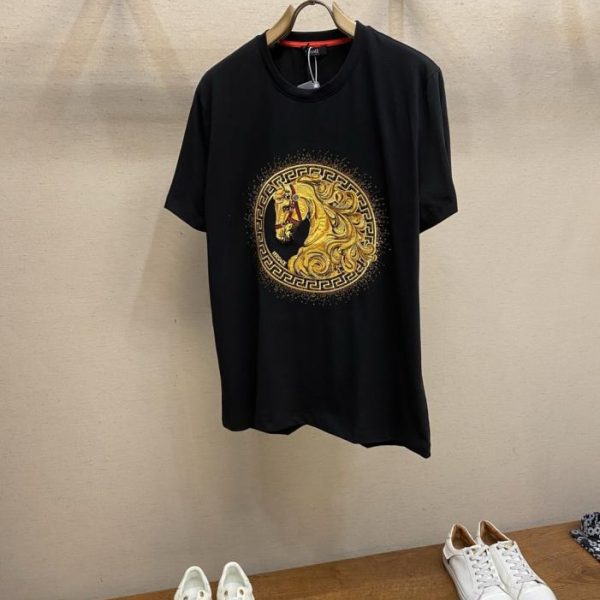 designer,replica,clothing,fake,1:1,lv,luxury,high quality Versace Embroidered Crew Neck Cotton Plain Knit T-Shirt (38LFI)