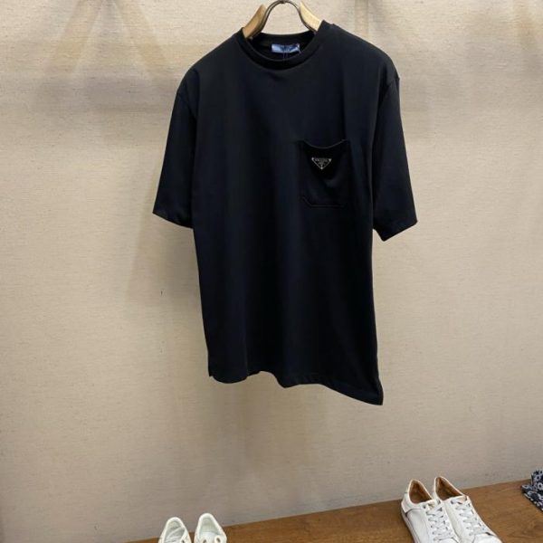 designer,replica,clothing,fake,1:1,lv,luxury,high quality Prada pocket logo short-sleeved shirt (Q85HF)