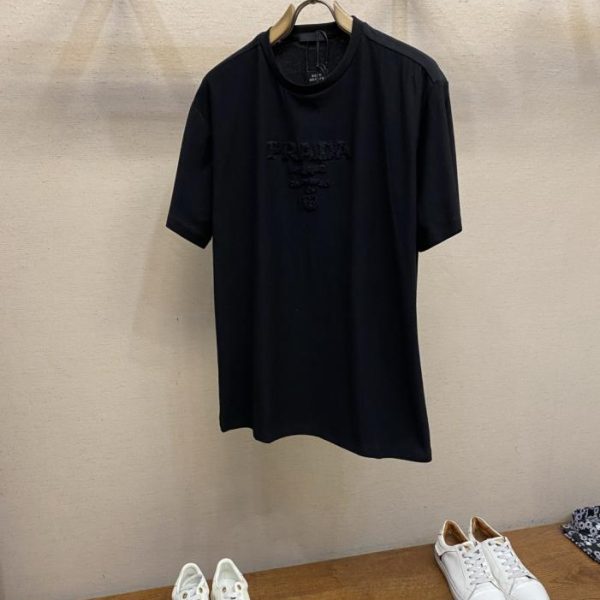 designer,replica,clothing,fake,1:1,lv,luxury,high quality Prada terry cloth embroidered logo short-sleeved shirt (47R85)