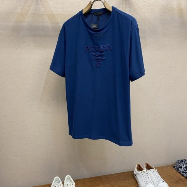 designer,replica,clothing,fake,1:1,lv,luxury,high quality Prada terry cloth embroidered logo short-sleeved shirt (CY6CG)