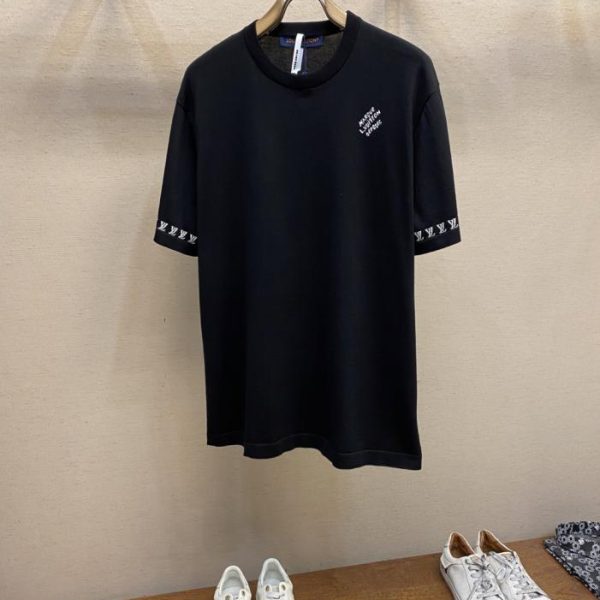 designer,replica,clothing,fake,1:1,lv,luxury,high quality LV Jacquard Knit Cotton Short-Sleeve T-Shirt, Unisex (NOUZE)