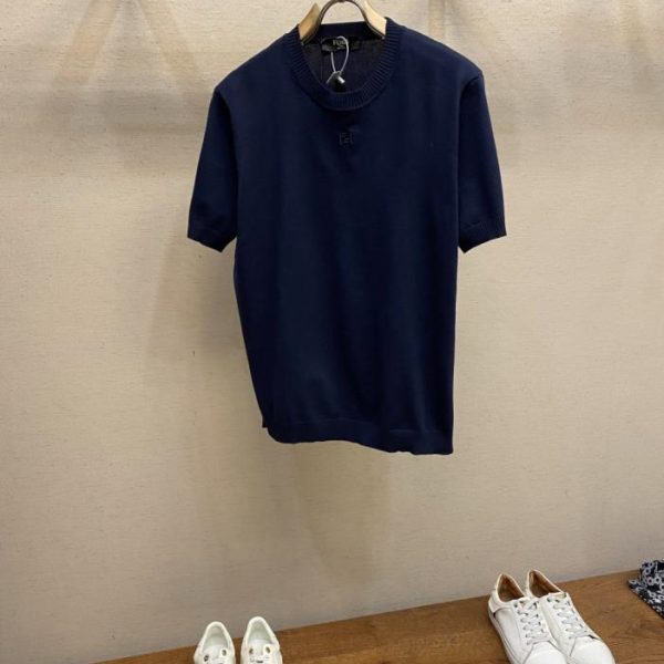 designer,replica,clothing,fake,1:1,lv,luxury,high quality Fendi logo cotton crew neck short-sleeved knit sweater (9ABOQ)