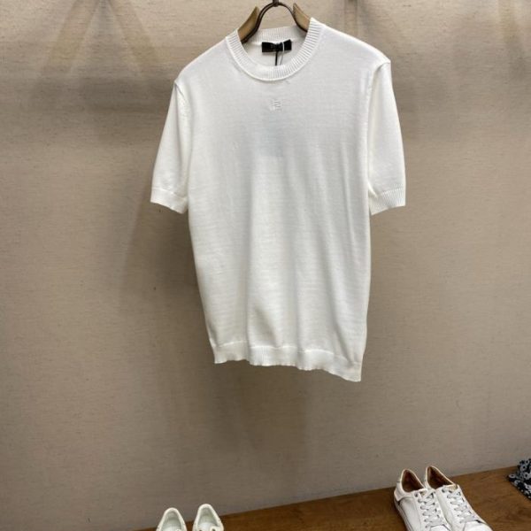 designer,replica,clothing,fake,1:1,lv,luxury,high quality Fendi logo cotton crew neck short-sleeved knit sweater (9WLCW)