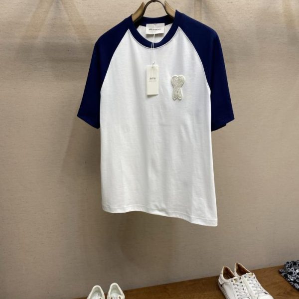 designer,replica,clothing,fake,1:1,lv,luxury,high quality AMI Knitted Heart Raglan Sleeve Cotton Short-Sleeve T-Shirt (L2R0B)