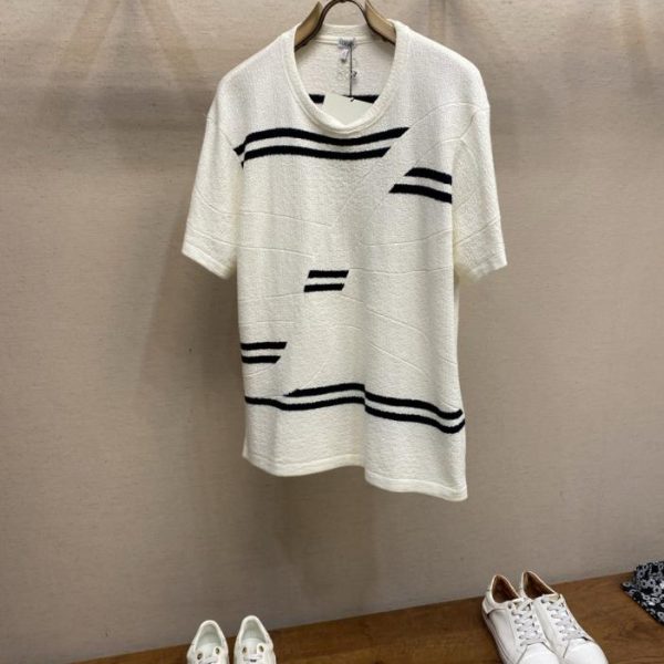 designer,replica,clothing,fake,1:1,lv,luxury,high quality Loewe Lightweight Textured Wool Crew Neck Embroidered T-Shirt (G6XWZ)