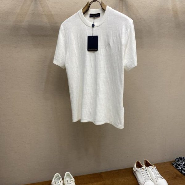 designer,replica,clothing,fake,1:1,lv,luxury,high quality LV Summer New Arrival: Damier Pattern Embroidered Letter Knit Short-Sleeve T-Shirt (TIIGK)
