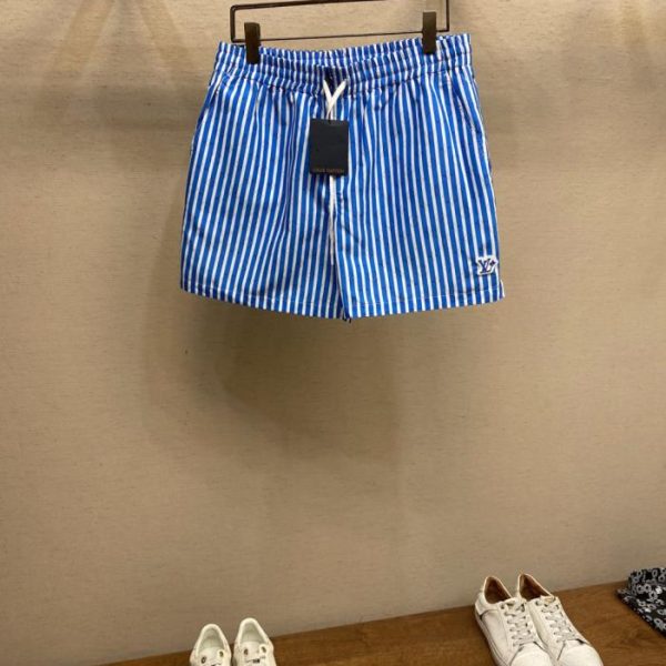 designer,replica,clothing,fake,1:1,lv,luxury,high quality LV Blue and White Striped Print Beach Shorts (QWKQF)
