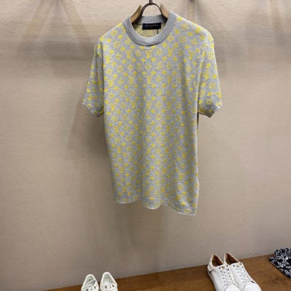 designer,replica,clothing,fake,1:1,lv,luxury,high quality LV monogram color-blocked knit short-sleeved shirt (L7BIV)