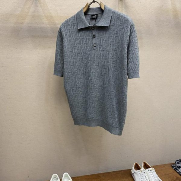 designer,replica,clothing,fake,1:1,lv,luxury,high quality Fendi Double F Jacquard Logo Knit Polo (8QLVY)
