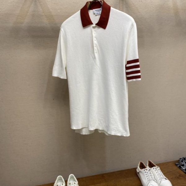 designer,replica,clothing,fake,1:1,lv,luxury,high quality Thom Browne Spring/Summer Collection Four-Striped Knit Polo (6BCEZ)