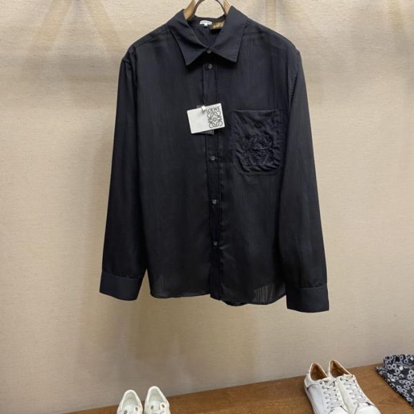 designer,replica,clothing,fake,1:1,lv,luxury,high quality Loewe Embroidered Linen Long-Sleeve Shirt (M9F0L)