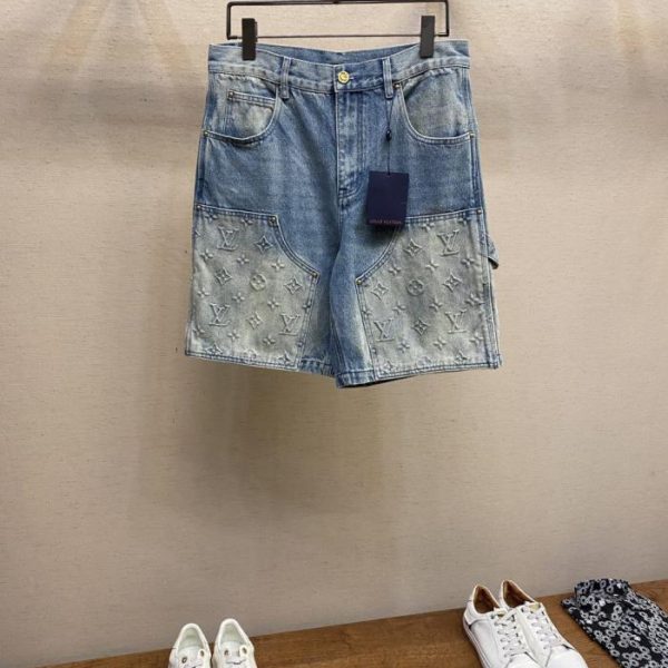 designer,replica,clothing,fake,1:1,lv,luxury,high quality LV Embossed Denim Shorts (WN9UM)