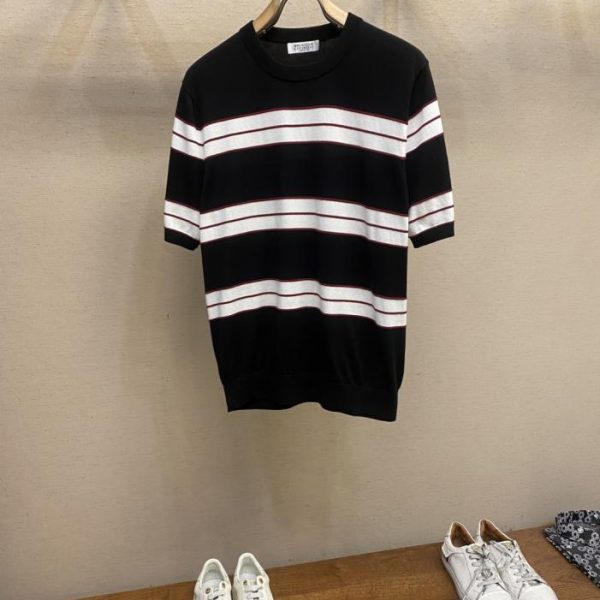 designer,replica,clothing,fake,1:1,lv,luxury,high quality BC Ultra-Comfortable Ultra-Thin Striped Two-Tone Crew Neck Knit Sweater (N9KLQ)