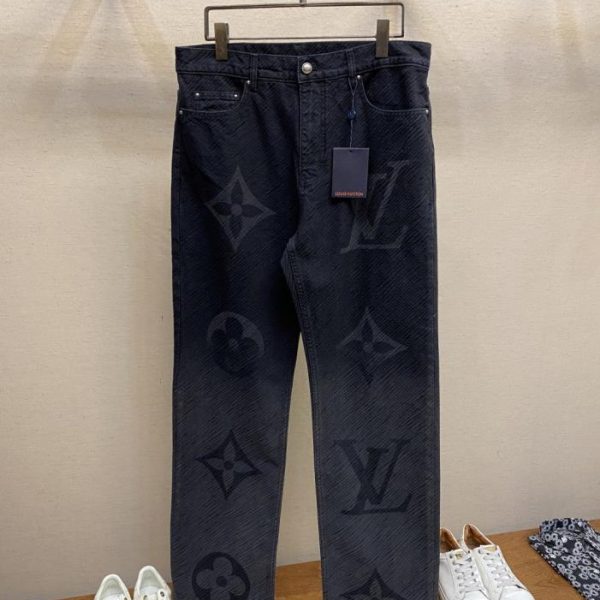 designer,replica,clothing,fake,1:1,lv,luxury,high quality LV gradient monogram straight-leg jeans (C11B6)