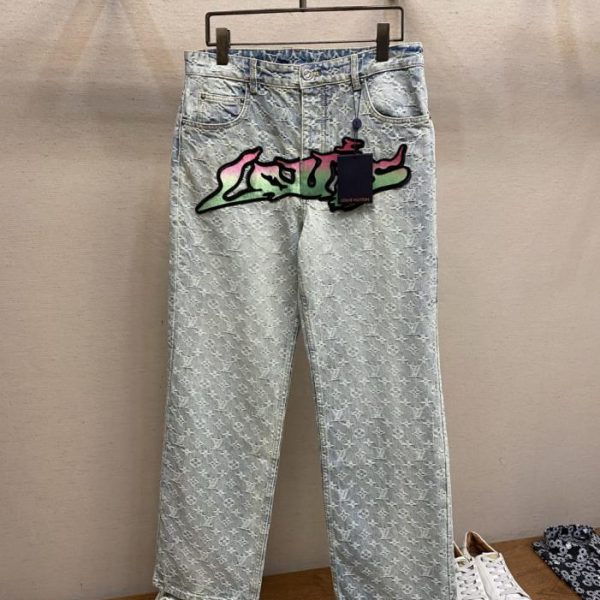 designer,replica,clothing,fake,1:1,lv,luxury,high quality LV Graffiti All-over Print Jeans (GC96S)