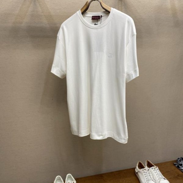 designer,replica,clothing,fake,1:1,lv,luxury,high quality Gucci Crew Neck Embroidered Double G Interlocking Knit Cotton T-Shirt (FMLHB)