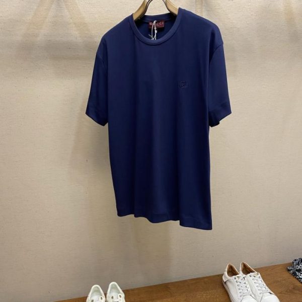 designer,replica,clothing,fake,1:1,lv,luxury,high quality Gucci Crew Neck Embroidered Double G Interlocking Knit Cotton T-Shirt (XC1BN)