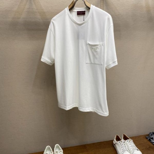 designer,replica,clothing,fake,1:1,lv,luxury,high quality Gucci Horsebit Embroidered Crew Neck Short-Sleeve T-Shirt (83VBL)