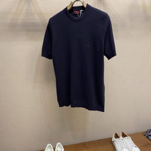 designer,replica,clothing,fake,1:1,lv,luxury,high quality Gucci logo embroidered silk-cotton blend T-shirt (NQUO4)