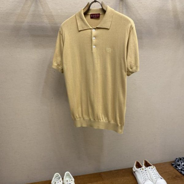 designer,replica,clothing,fake,1:1,lv,luxury,high quality Gucci GG Embroidered Knit Polo Shirt (1UQ57)