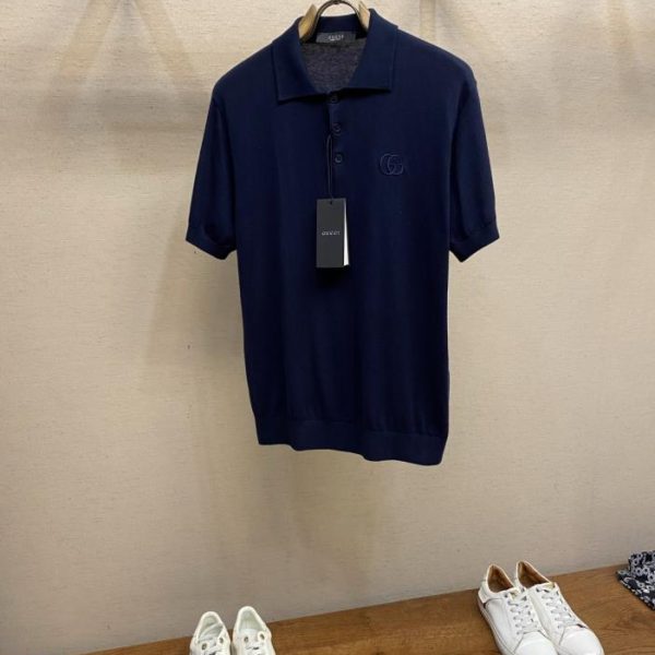 designer,replica,clothing,fake,1:1,lv,luxury,high quality Gucci GG Embroidered Knit Polo Shirt (0OV7H)