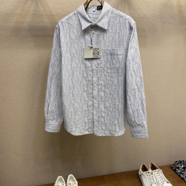 designer,replica,clothing,fake,1:1,lv,luxury,high quality Loewe striped wavy textured long-sleeved shirt (FXQS1)