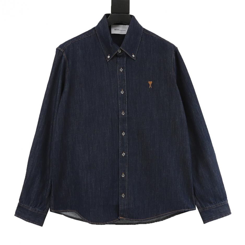 designer,replica,clothing,fake,1:1,lv,luxury,high quality AMI PARIS Denim Long-Sleeve Shirt with Small Heart Embroidery (729D) designer,replica,clothing,fake,1:1,lv,luxury,high quality AMI PARIS Denim Long-Sleeve Shirt with Small Heart Embroidery (729D)