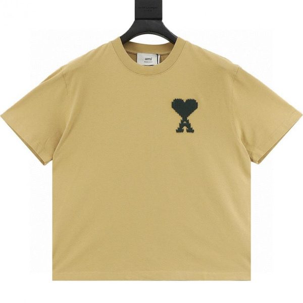 designer,replica,clothing,fake,1:1,lv,luxury,high quality Ami Paris Knitted Heart Embroidered Short-Sleeve T-Shirt (782C)
