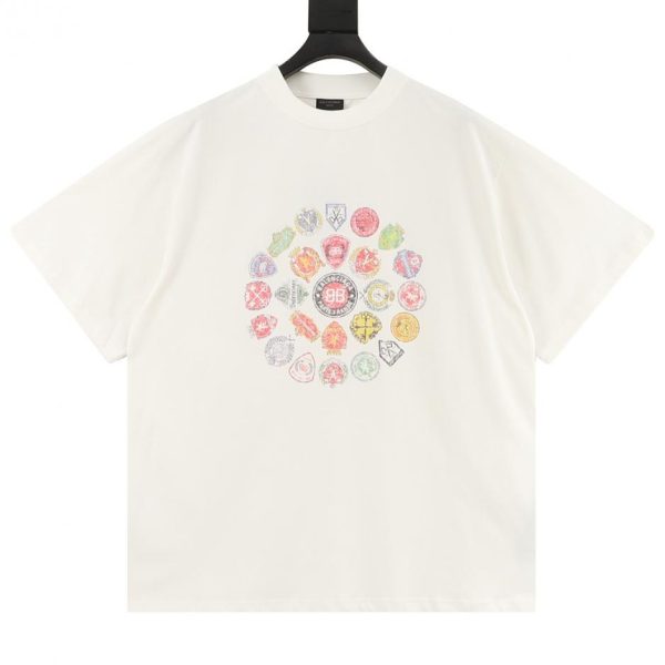 designer,replica,clothing,fake,1:1,lv,luxury,high quality BALENCIAGA New Medal Print Logo Short-Sleeve T-Shirt (A3DD)