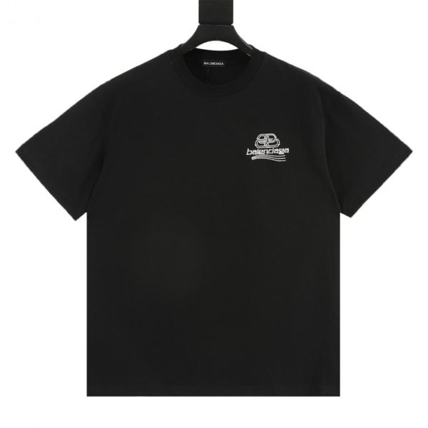 designer,replica,clothing,fake,1:1,lv,luxury,high quality BALENCIAGA Short-Sleeve T-Shirt with Double B Lock Embroidery on the Left Chest (E52C)