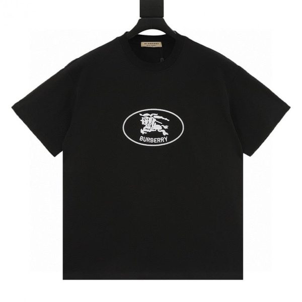 designer,replica,clothing,fake,1:1,lv,luxury,high quality BURBERRY Oval Knot Horse Embroidery Short-Sleeve T-Shirt in Black and White (E23A)