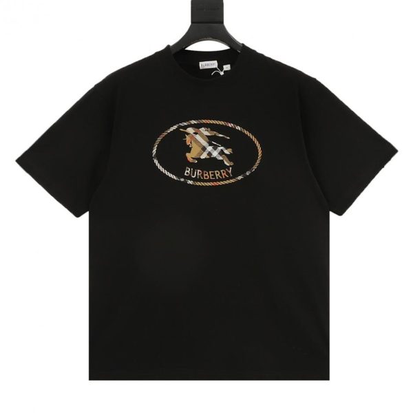 designer,replica,clothing,fake,1:1,lv,luxury,high quality Burberry Round Knight Check Embroidered Short-Sleeve T-Shirt (6318)