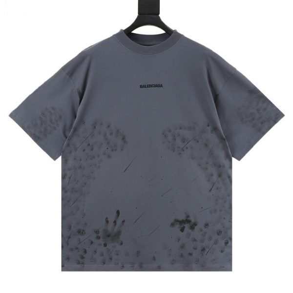 designer,replica,clothing,fake,1:1,lv,luxury,high quality Balenciaga Embroidered Letter Splatter Short-Sleeve T-Shirt (817B)