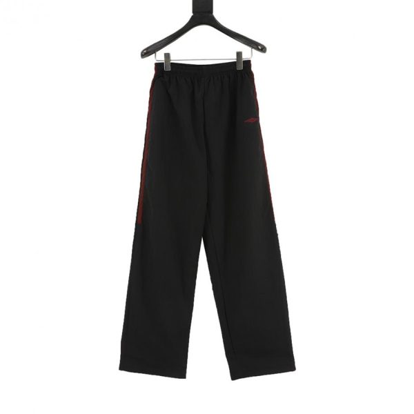 designer,replica,clothing,fake,1:1,lv,luxury,high quality Balenciaga 3M Black and Red Embroidered Hooded Sweatpants (AD1D)