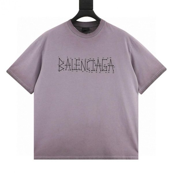 designer,replica,clothing,fake,1:1,lv,luxury,high quality Balenciaga washed mud-dyed geometric logo double B distressed short-sleeved T-shirt (A296)