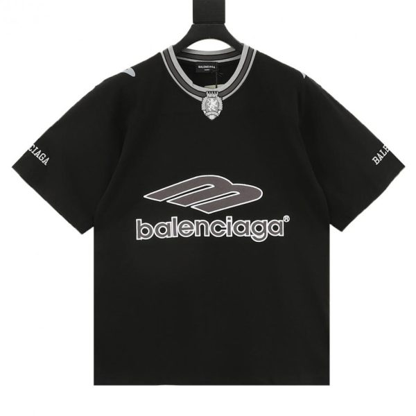 designer,replica,clothing,fake,1:1,lv,luxury,high quality Balenciaga Embroidered Logo Patchwork Short-Sleeve Jersey (DB52)