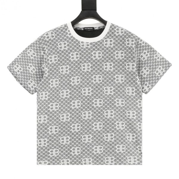 designer,replica,clothing,fake,1:1,lv,luxury,high quality Balenciaga all-over monogram jacquard short-sleeved shirt (7F0E)