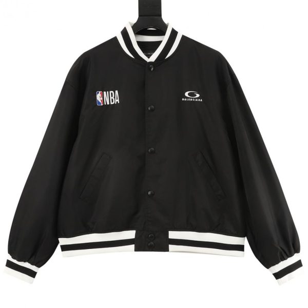 designer,replica,clothing,fake,1:1,lv,luxury,high quality Balenciaga NBA Collaboration Embroidered Baseball Flight Jacket (85EB)