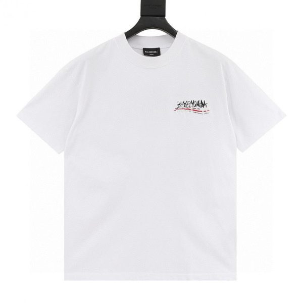 designer,replica,clothing,fake,1:1,lv,luxury,high quality Balenciaga short-sleeved shirt with tassel appliqué and Sanskrit letter embroidery (3A2F)