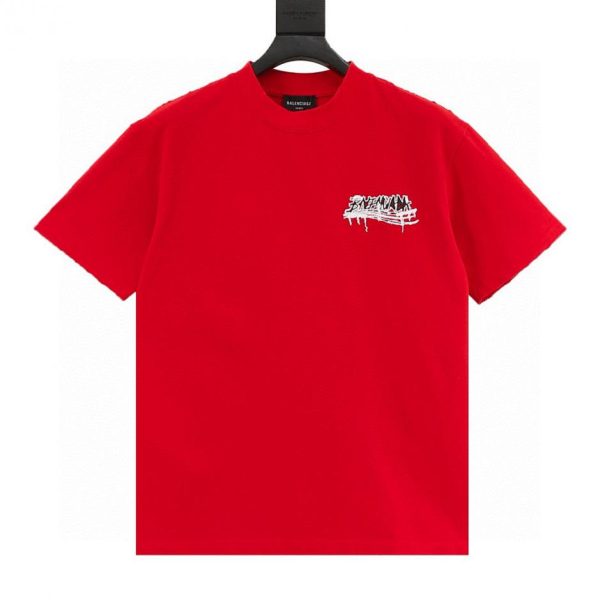 designer,replica,clothing,fake,1:1,lv,luxury,high quality Balenciaga short-sleeved shirt with tassel appliqué and Sanskrit letter embroidery (4564)