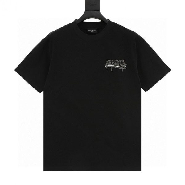 designer,replica,clothing,fake,1:1,lv,luxury,high quality Balenciaga short-sleeved shirt with tassel appliqué and Sanskrit letter embroidery (CC50)