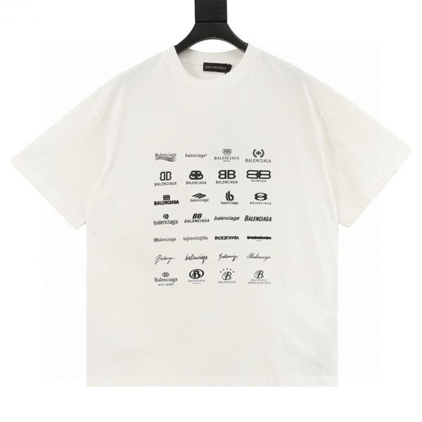 designer,replica,clothing,fake,1:1,lv,luxury,high quality BALENCIAGA multi-logo printed short-sleeved T-shirt (1D27)