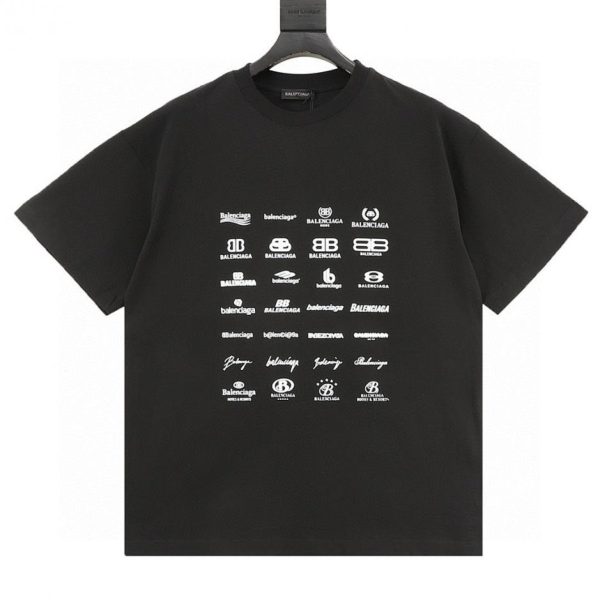 designer,replica,clothing,fake,1:1,lv,luxury,high quality BALENCIAGA multi-logo printed short-sleeved shirt (6AAD)