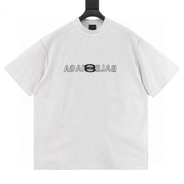 designer,replica,clothing,fake,1:1,lv,luxury,high quality BALENCIAGA 24ss Inverted Letter Overlap Embroidered Short-Sleeve T-Shirt (D1B7)