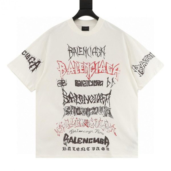designer,replica,clothing,fake,1:1,lv,luxury,high quality BALENCIAGA all-over letter print, breathable graffiti short-sleeved T-shirt (05B0)